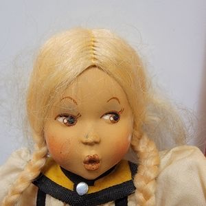 Vintage Baitz Whistling Girl Doll Austria Handmade w Hang Tag